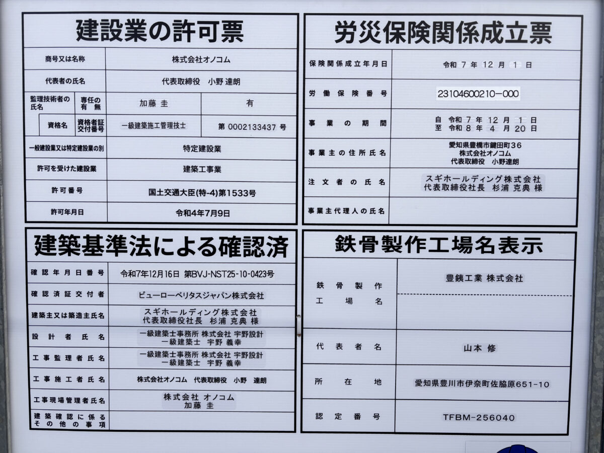 現地に掲示されている工事関連の看板